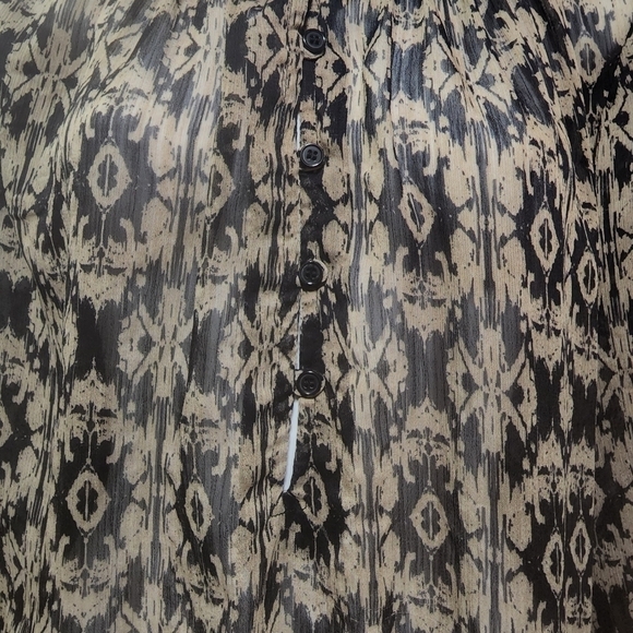 Faded Glory L (12-14) Black Combo Ikat Print Peasant Blouse Tunic Top - Picture 12 of 15